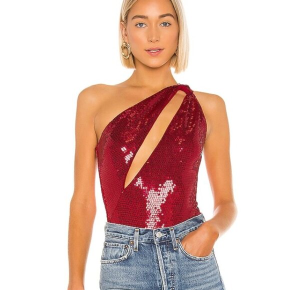 NWT LOVERS + FRIENDS MOULIN BODYSUIT RED size small - Picture 1 of 5
